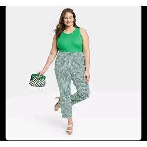 Women's a new day High Rise Skinny Ankle Pants Geo Green 17R